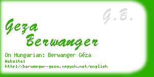 geza berwanger business card